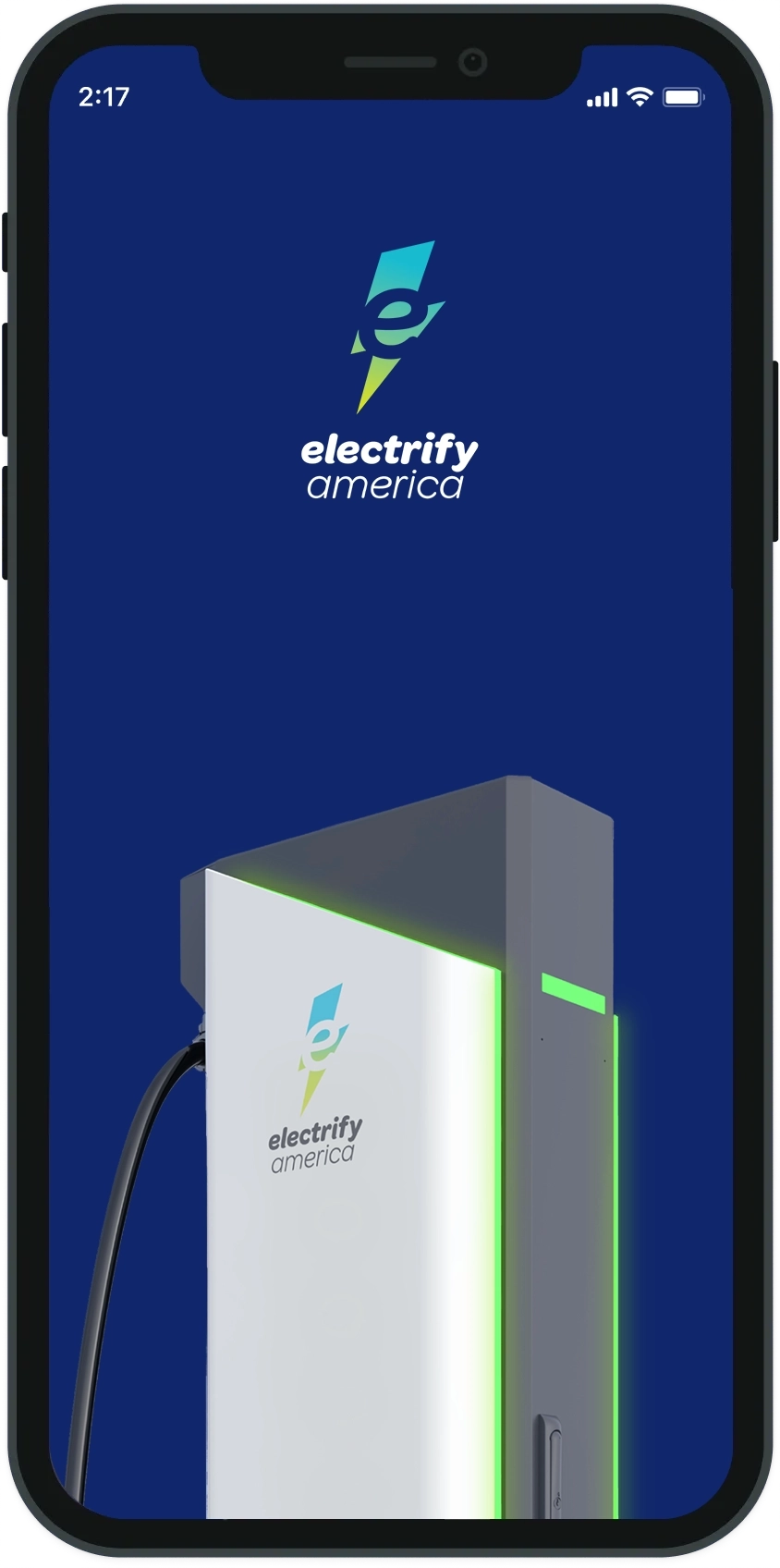 This image displays the enrollment process for a Premium Offer in the Electrify American app on an iPhone.