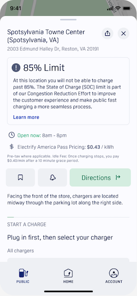 App showing 85% Charging limit