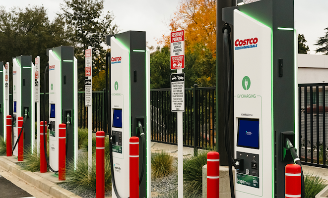 An Electrify America Commercial charger at a Costco